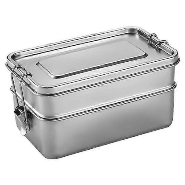 Stainless Steel Lunch Box Double Layers Bento Student Food Container Snack Storage Box Anti-Leak Fr