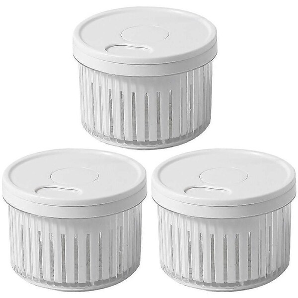 3pcs Vegetable Storage Containers Kitchen Food Container Garlic Keeper Drain Fresh Container