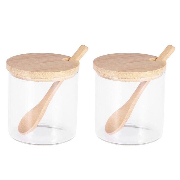 2 Pcs Kitchen Utensil Set Glass Storage Canister Sealed Canisters Spice Containers Condiment Jars Containers Lids
