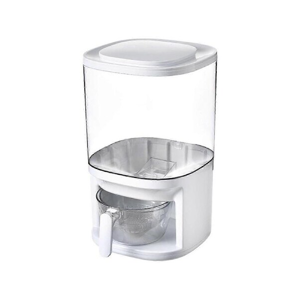 Rice Dispenser Container Grain Cereal Storage Box Transparent White 26x26x43cm