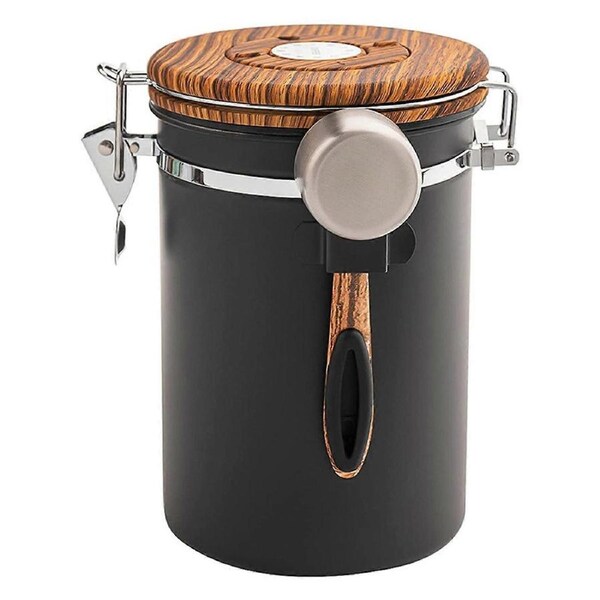 Stainless Steel Kitchen Coffee Canister Food Storage Jar with Date-Tracker and-Scoop for Grounds Coffee Sealing Can