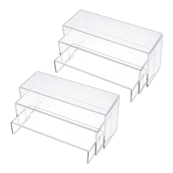 Acrylic Display Risers, Clear Rectangle Stands Shelf For Display 6pcs