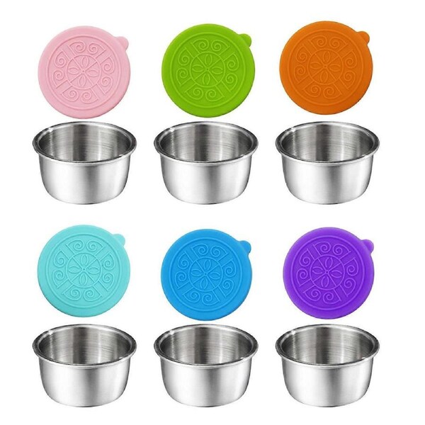 Stainless Steel Condiment Containers Reusable Sauce Container Cups Leak Proof with Lid Food Storage Container for Lunch