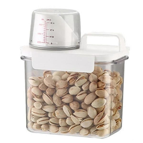 Sealed Household Grain Storage Box, Transparent Rice Bucket Kitchen Storage Jar, Pasta Container,1100ml