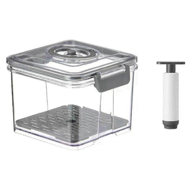 Vacuum Food Storage Container Transparent Fridge Organizer with Drain Net Capacity Food Dispenser f