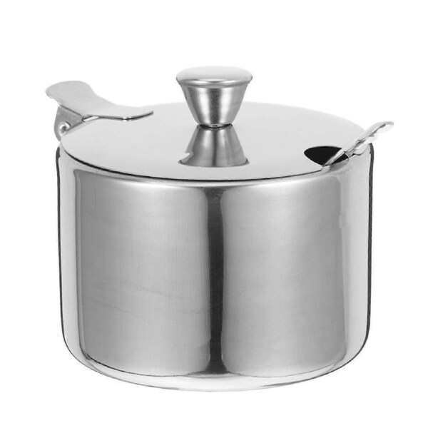 1 Set Stainless Steel Sugar Canister with Spoon Seasoning Pepper Jar Candy Cube Condiment Container With Lid for Kitchen