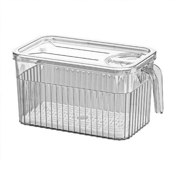 Kitchen Refrigerator Organizer Containers, Stackable Food Storage Container With Lid Handle, Fresh Container With Basket