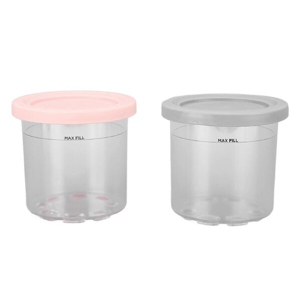 2PCS Ice Cream Pints Cup 600ml Ice Cream Container Storage Jar for Ninja NC299AMZ NC300s Grey and Pink