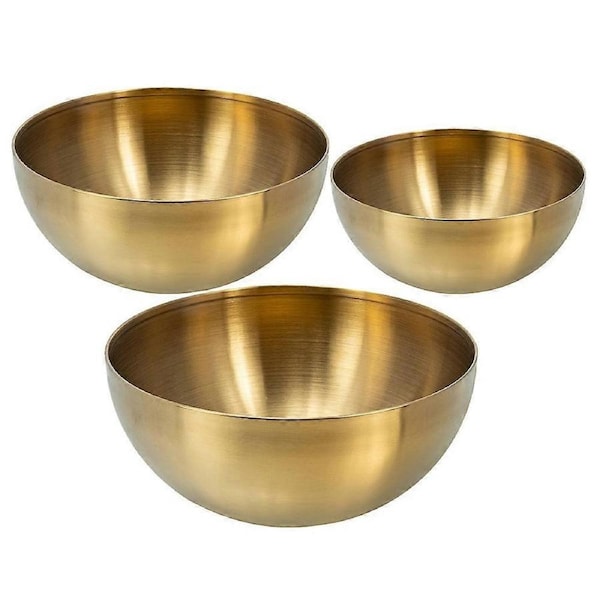 3pcs Salad Bowls Stainless Steel Fruit Container Kitchen Food Storage Bowl Noodles Bowls
