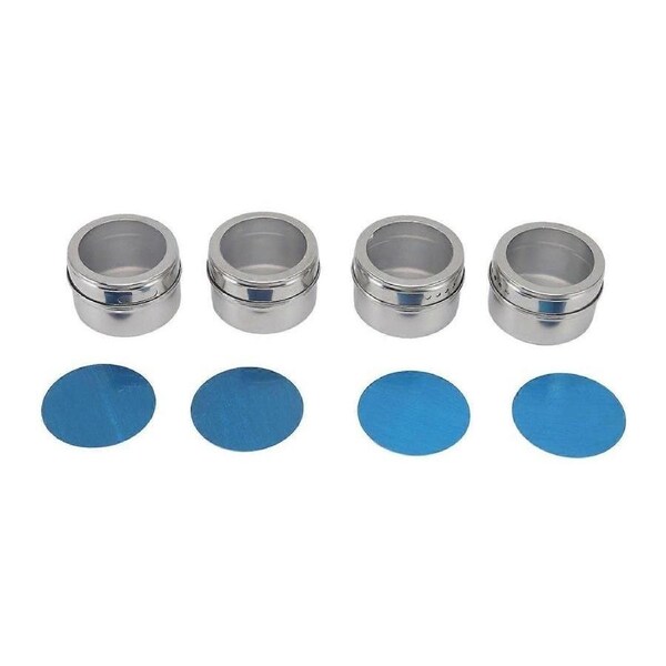4Pcs Magnetic Spice Jars Magnetic Design Stainless Steel Clear Sift Pour Lids Magnetic Spice Tins For Seasoning Spice