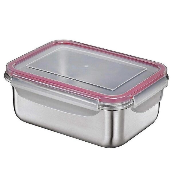 Three-piece food storage container set, meal box, stainless steel bowl with lid, stackable, 600 ml, 1500 ml, 2900 ml