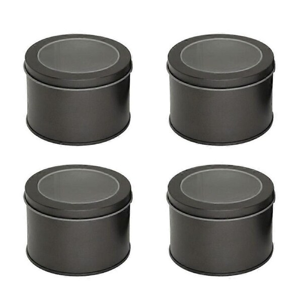 4pcs Windowed Tea Canister Food Storage Jar Sealed Cereal Can Kitchen Tool for Cake Dessert Coffee Bean (Dark Grey)