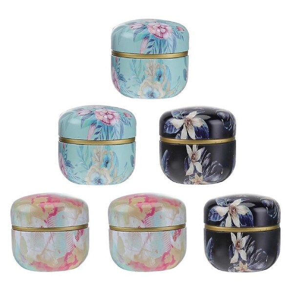 6 Pcs Containers Lids Decorative Tea Jars Coffee Container Tins Tea Storage Containers Tinplate Candle Tins Metal Storage Tin