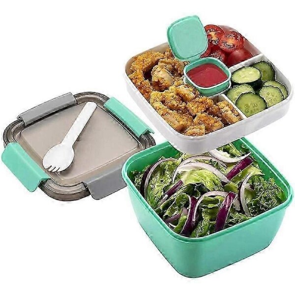 Lunch Container To Go, 1500Ml Salad Bowls with 3 Compartments, Container for Salad Toppings JP