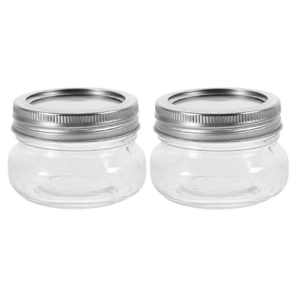 2Pcs Small Glass Jars Mini Mason Jar Wide Mouth Small Jam Honey Container Jars