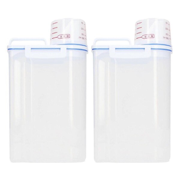 2PCS Rice Storage Container 2.5L Plastic Rice Dispenser Bin with Pour Spout for Rice Beans Grains Small Dry Food