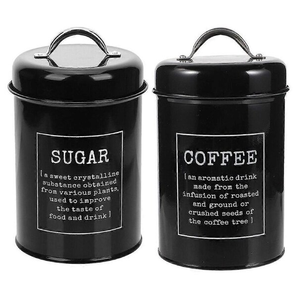 2pcs Sugar Canister Milk Powder Jar Metal Coffee Can Reusable Powder Bin Kitchen Coffee Canister