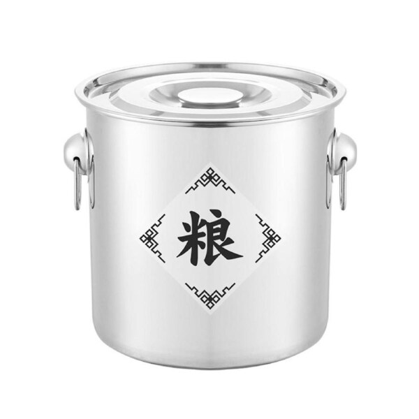 Food Storage Bucket,Rice Bucket,Stainless Steel,Large,Round Rice Storage Bucket Rice Grain Canister Container for Pantry Storage