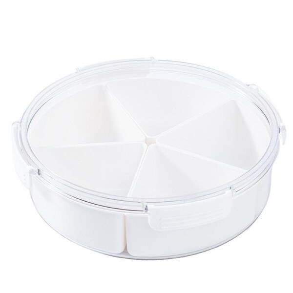 4 Compartment Snack Box Transparent Multifunctional Tight Sealing Divided Food Storage Containers for Office Round