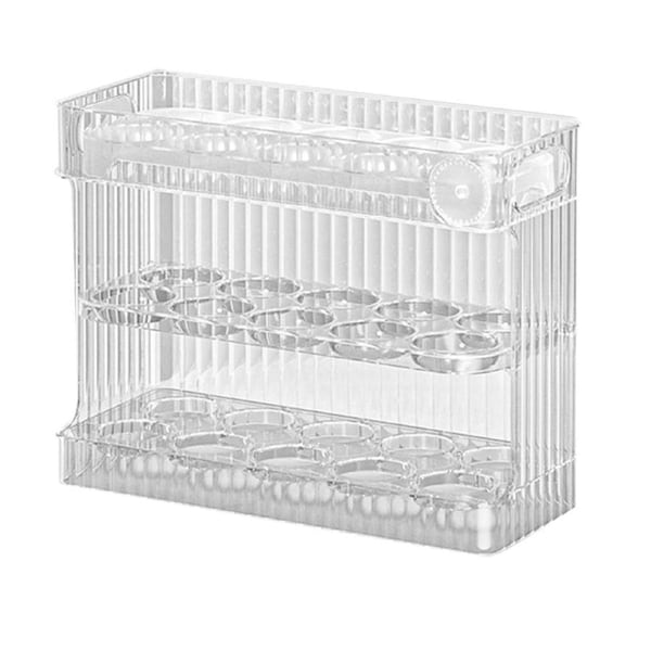 30 Count Flip Fridge Egg Tray Container PET Auto Keep Eggs Fresh Flip Egg Tray Container for Refrigerator Dooor Translucent Color