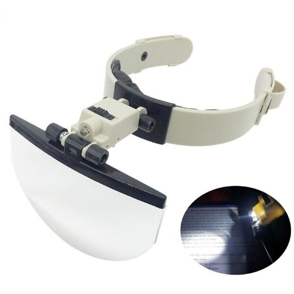 LED Illuminated Headband Magnifying Glass for Reading and Crafting