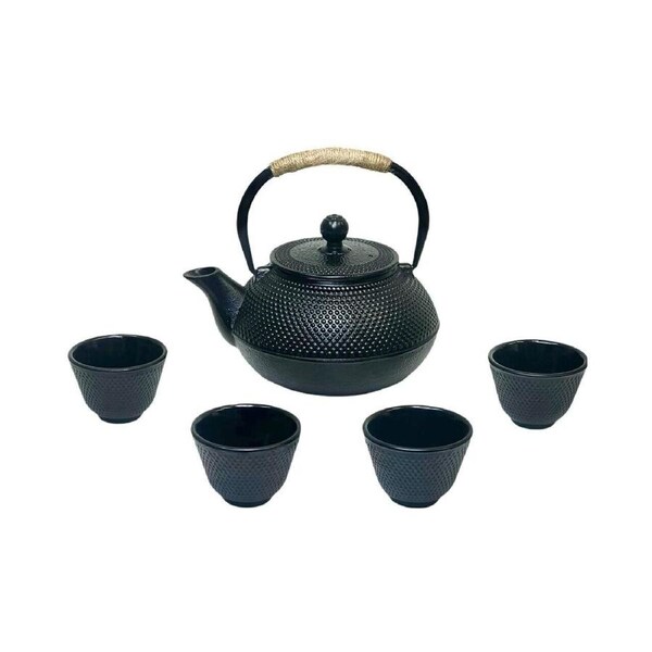 Cast Iron Tea Kettle Set with Cups - Durable with Precision Filter