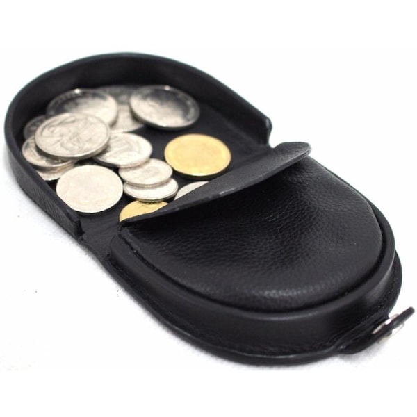 Quality Full Grain Cow Hide Leather Framed Tray Coin Purse. Black. Style: 11031.