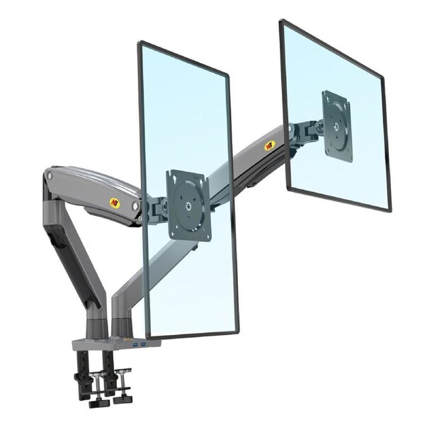 NB G75 Dual Screen Desktop Monitor Mount 3-12kg per arm 22"-32" - Gunmetal Grey