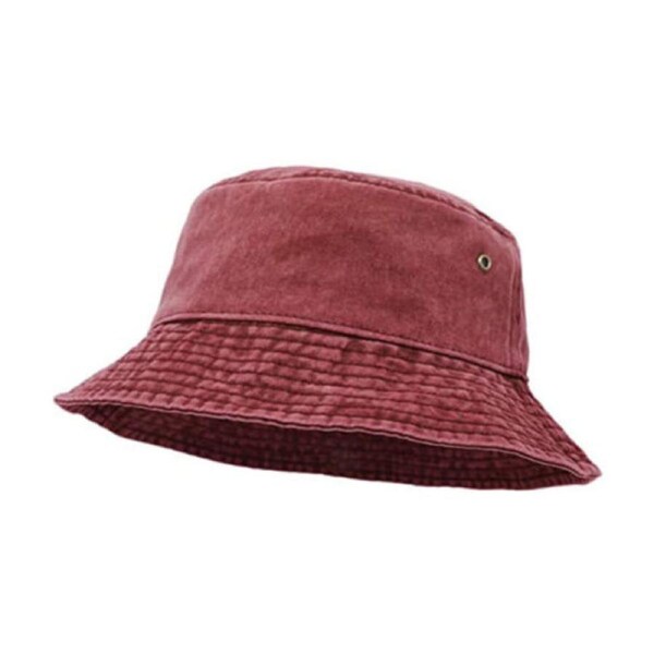 Unisex Washed Cotton Outdoor Camping Sports Bucket Hats Wine Red