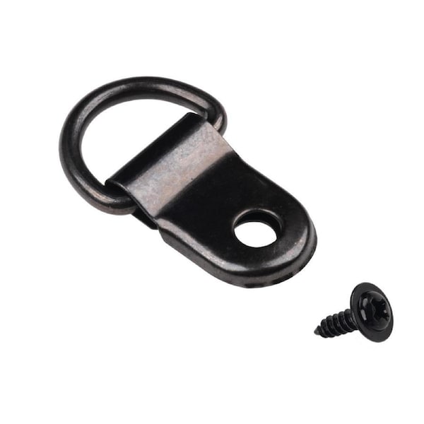 150X Picture Frame Hooks Wall D-Ring Painting Screws Hanger Metal Shape Black