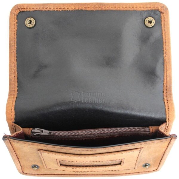 Quality Full Grain Vintage Leather Tobacco Pouch Style: 12035 BROWN Compact Size