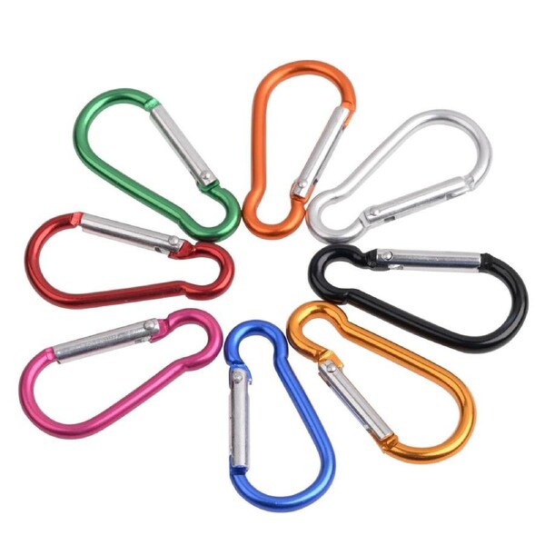 48X Carabiner Key Ring Clip Holder Chain Cable Hiking Hook Lock Camping Rope