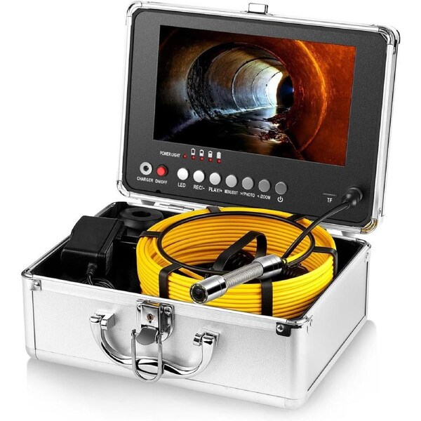 82ft Video Pipe Inspection Sewer Drain Camera 16G 9in IP68 8 LED Light Borescope