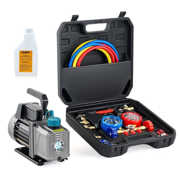 3.5CFM 1 Stage Refrigerant AC Vacuum Pump Air Conditioning Pump R134 Gauge