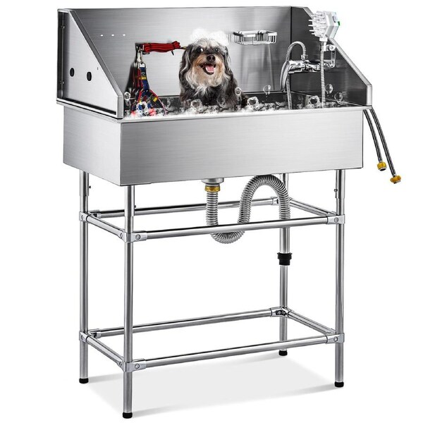 CO-Z 864MM 34" Pet Dog Grooming Bath Tub Cat Wash Shower Station Stainless Steel