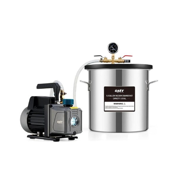 20L Vacuum Chamber Kit with 3.5cfm Vacuum Pump Gauge Oil for Degassing Casting