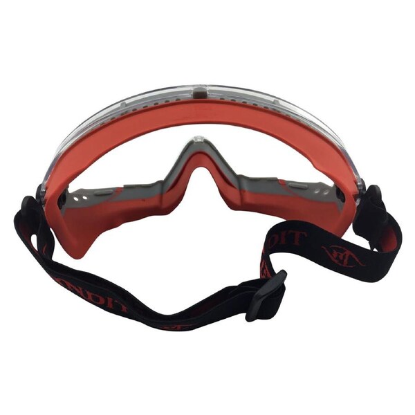 Frontline Fire Rated Safety Goggles with Anti-Fog Lenses, Red Frame, Clear Lens