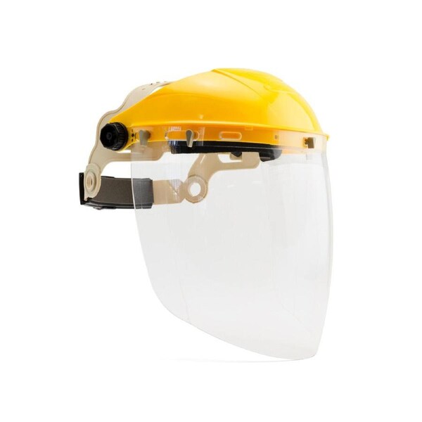 Brow Guard with Ratchet Design and Clear Lens for Head and Face Safety
