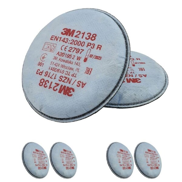 3M 2138 Particulate Filter Discs for Reusable Respirators - 2 Pairs