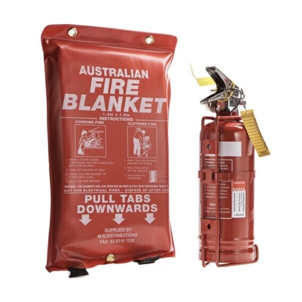 1kg Dry ChemFire extinguisher and Fire Blanket 1 meter X 1 meter Great for 4WD