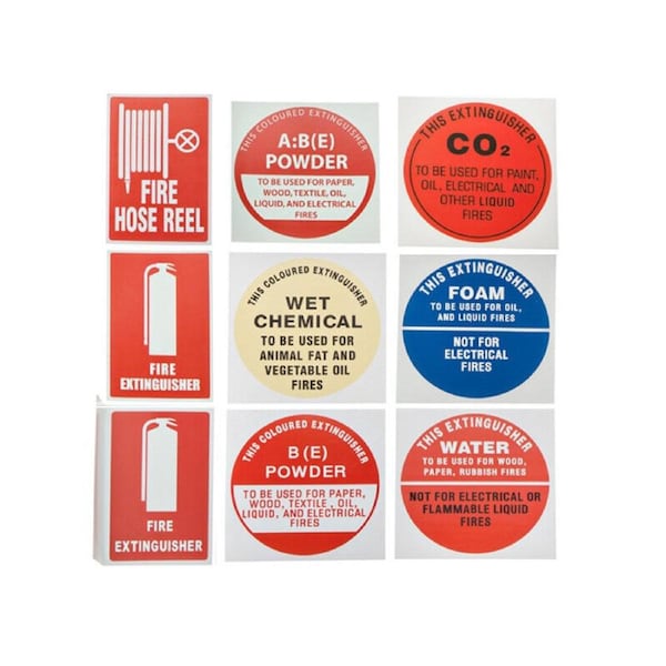 Assorted Fire Extinguisher Signs for Safety Use