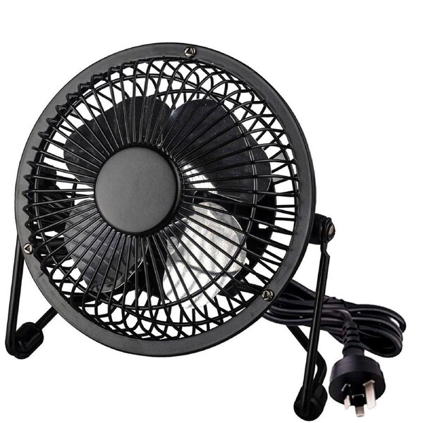 Starke Desk Fan Black 240V AC Hi-Speed Air Tilt Adjustment Personal 10cm Cooler
