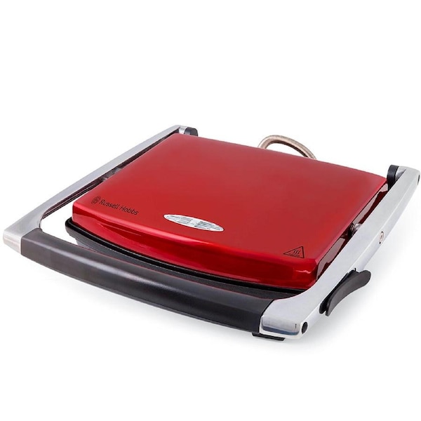 Russell Hobbs Sandwich Cafe Press 4 Slice Red Stainless No Stick Grill Maker