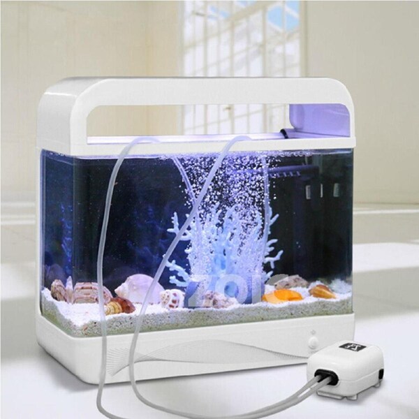 Aquarium Pump Aqua Air Oxygen Pond Marine 100-200L Water Fish Tank 2 Outlets