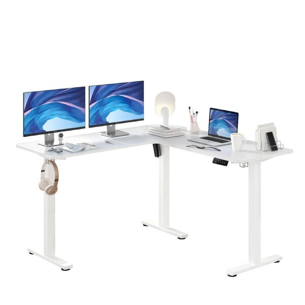 L-Shape Standing Desk Stand Up Sit Height Adjustable Motorised Table