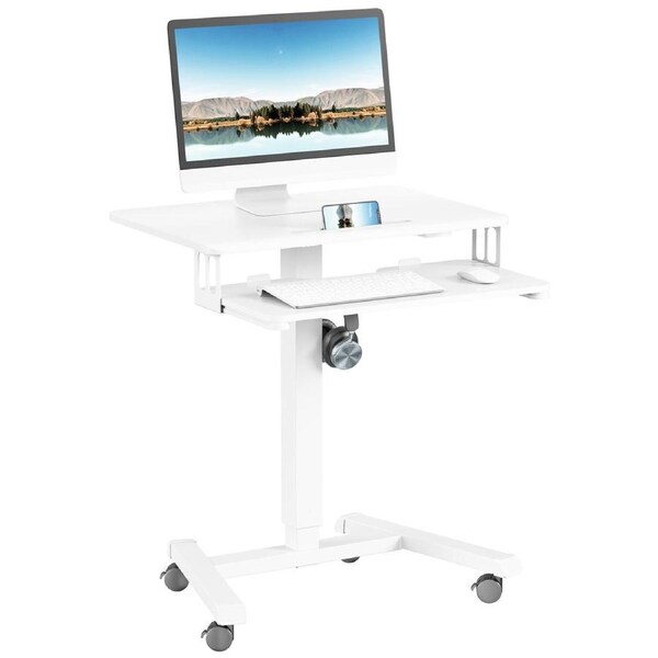 Gas-Lift Laptop Computer Mobile Desk Standing Table Height Adjustable