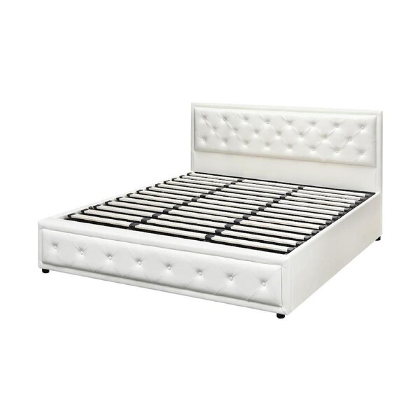 Midea Bed Frame with Storage Space Gas Lift Bed Mattress Base White King Single