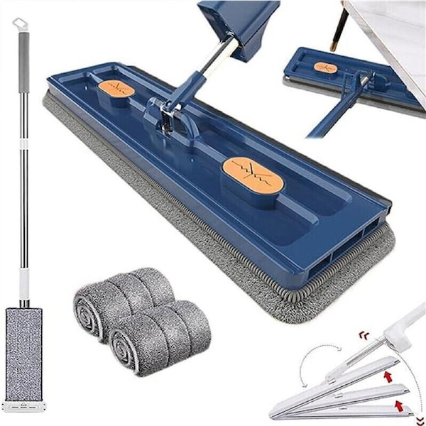 360° Rotating Large Flat Mop Dust Wet Cleaning Magic Self Wringing Mop w/ Pads