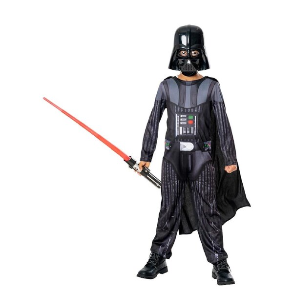 Star Wars Darth Vader & Lightsaber Costume Dress Cosplay Halloween Outfit 7-8y