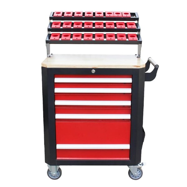 Mobile CNC Tool Storage Trolley with BT40 Holders and Drawers